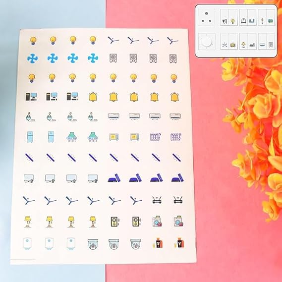 Smart Switch Icon Sticker Sheet – 88 Waterproof Appliance Labels