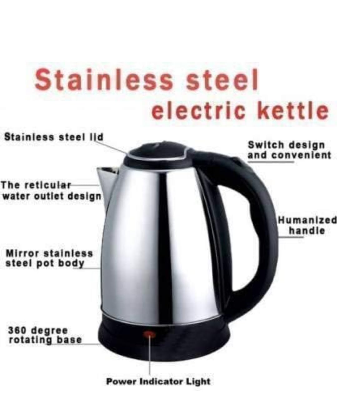 Stainless Steel Electric Kettle 2L | Multipurpose Water & Milk Boiler
