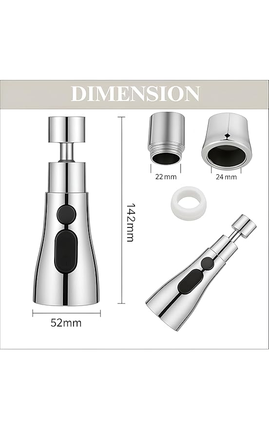 360° Flexible Faucet Extender with 3 Spray Modes for Kitchen Sink