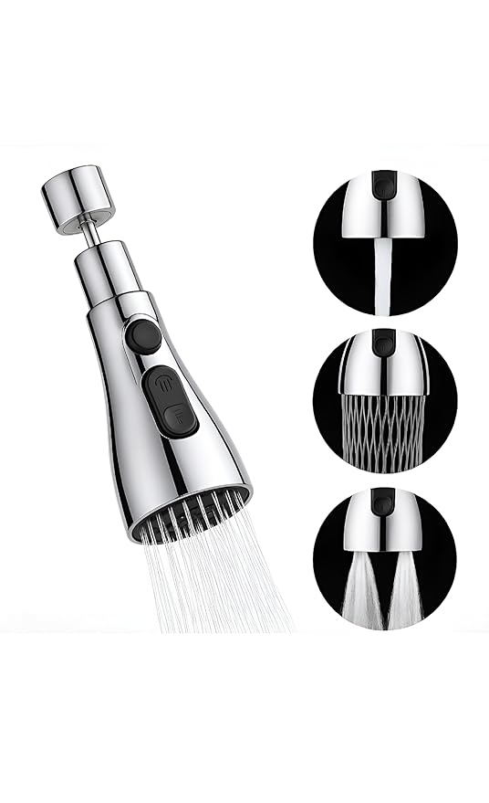 360° Flexible Faucet Extender with 3 Spray Modes for Kitchen Sink