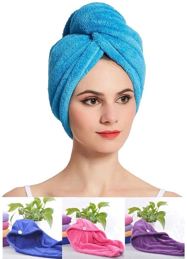Quick Dry Microfiber Hair Towel Turban Wrap for Women