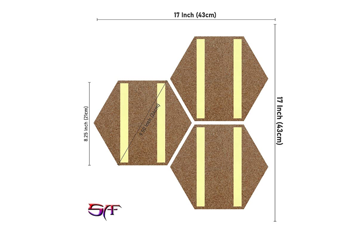 Hexagon Floral MDF Wall Art Set of 3 — 17×17 in | SAF