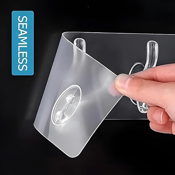 6-in-1 Transparent Heavy Duty Self Adhesive Wall Hook | No Drilling