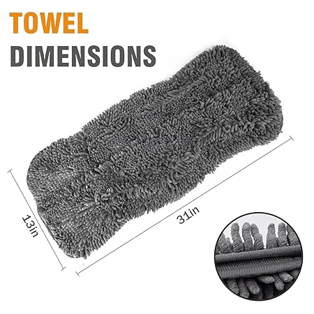 Microfiber Pet Bath Towel with Hand Pockets | Super Absorbent