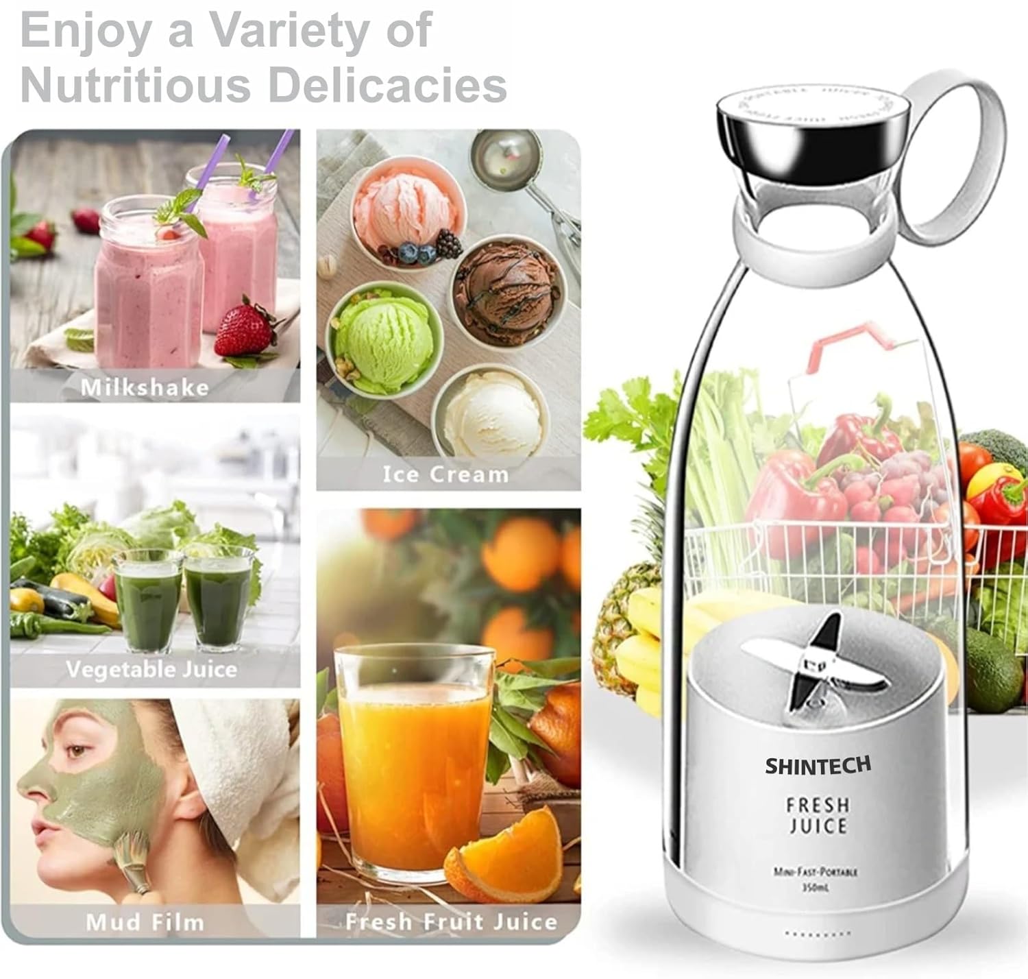 Portable Electric USB Mini Juicer Blender Bottle – 420ML