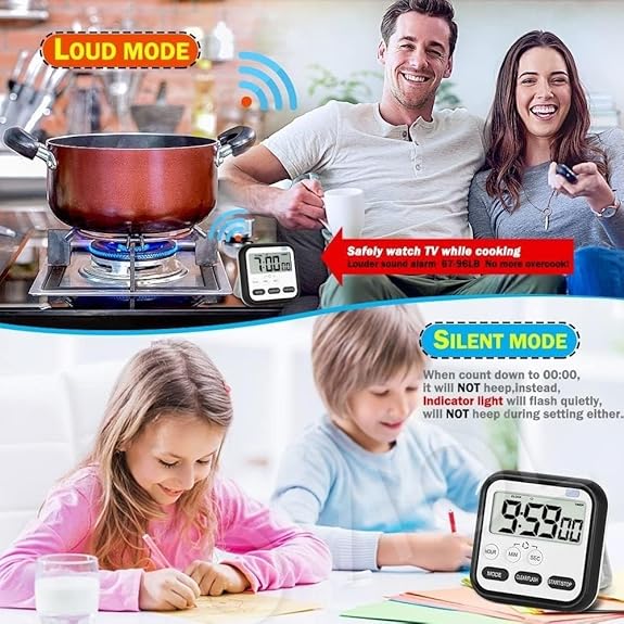 Digital Study & Kitchen Timer with LCD Screen, Alarm & Stopwatch