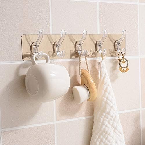 6-in-1 Gold Self Adhesive Wall Hooks | Heavy Duty No Drill Rack