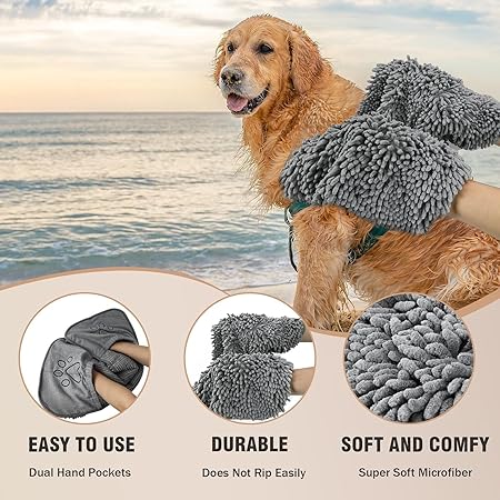 Microfiber Pet Bath Towel with Hand Pockets | Super Absorbent