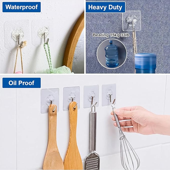 Eightiz Flower Hooks 1 Pcs Heavy Duty Transparent Adhesive Hooks