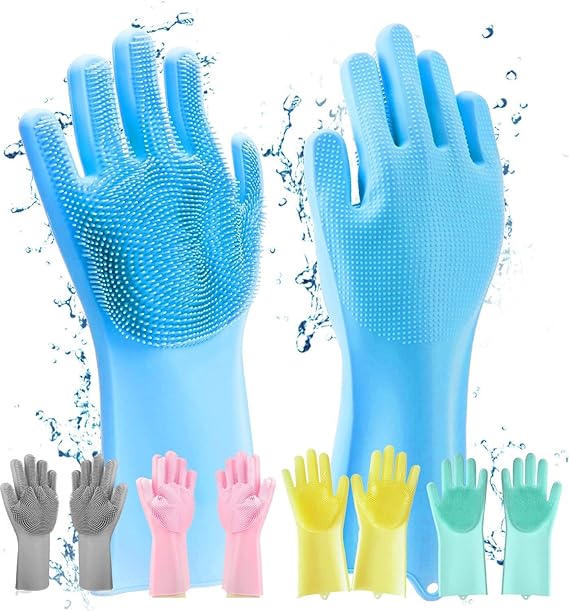 Magic Silicone Dish Washing Gloves for Kitchen & Cleaning