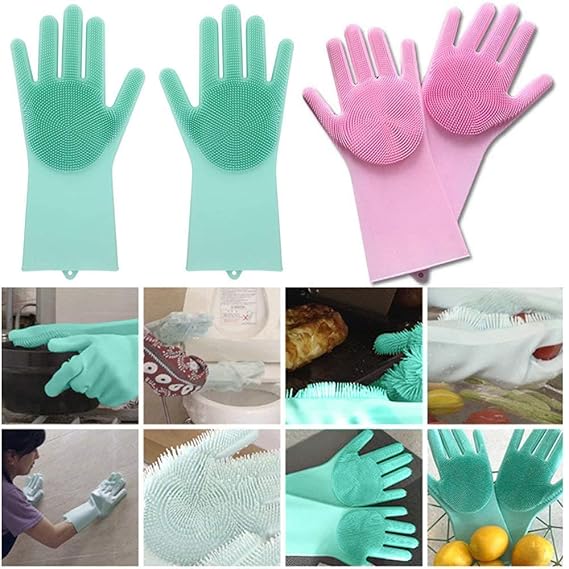 Magic Silicone Dish Washing Gloves for Kitchen & Cleaning