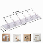 6-in-1 Transparent Heavy Duty Self Adhesive Wall Hook | No Drilling