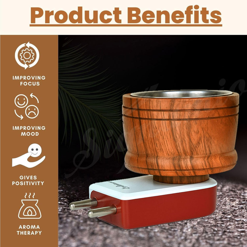 Sheesham Wood Electric Kapoor Dani & Aroma Oil Diffuser Burner