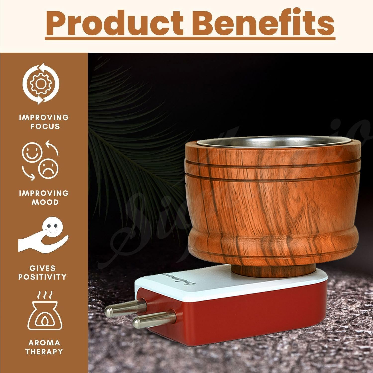 Sheesham Wood Electric Kapoor Dani & Aroma Oil Diffuser Burner